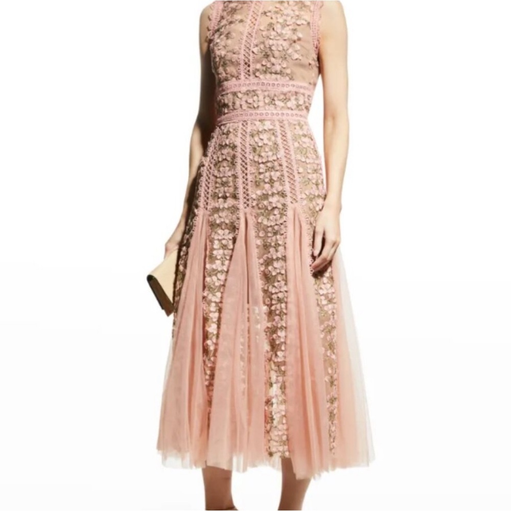 Elegant Pink Lace Midi Dress
